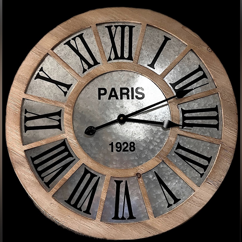 Large Galvanized Metal Farmhouse Clock